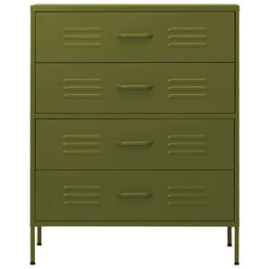 Kommode olivengrønn 80x35x101,5 cm stål