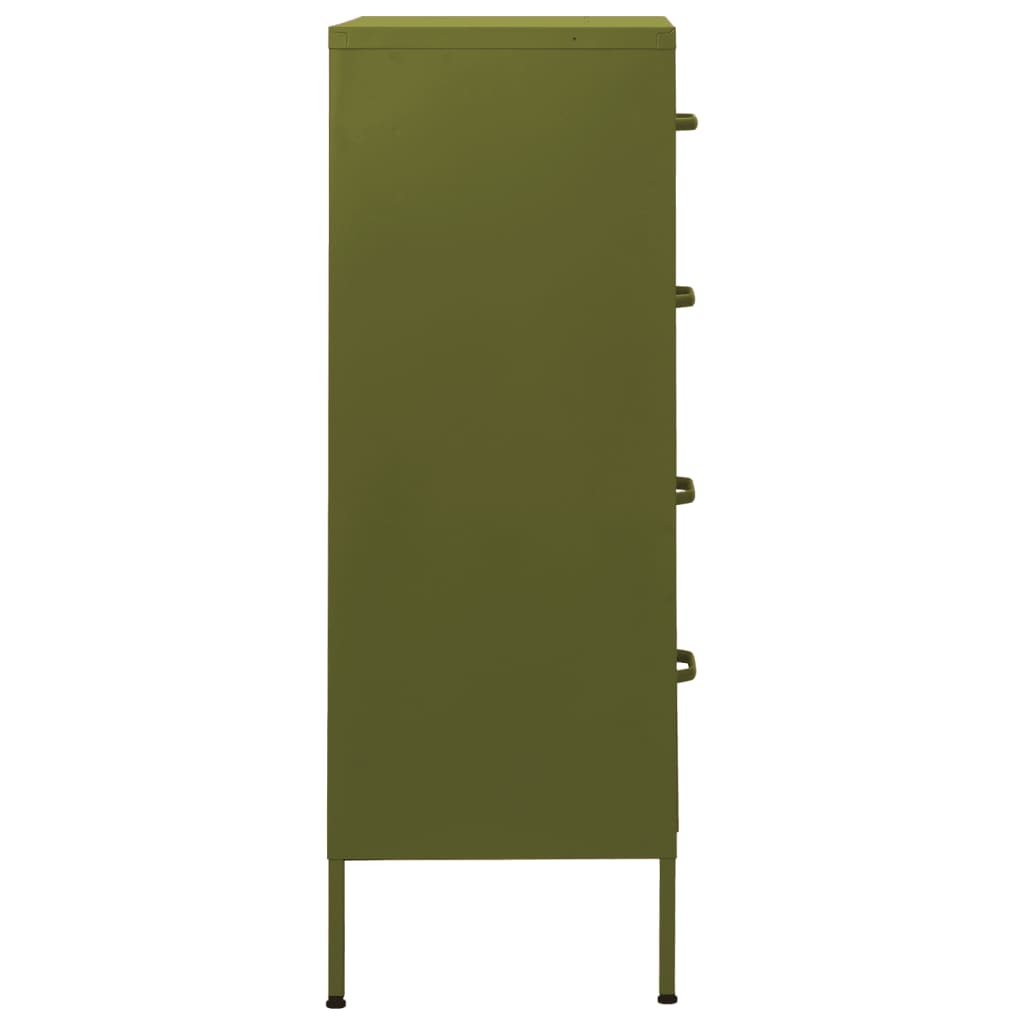 Kommode olivengrønn 80x35x101,5 cm stål