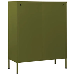 Kommode olivengrønn 80x35x101,5 cm stål