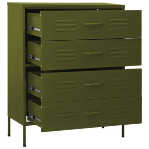 Kommode olivengrønn 80x35x101,5 cm stål