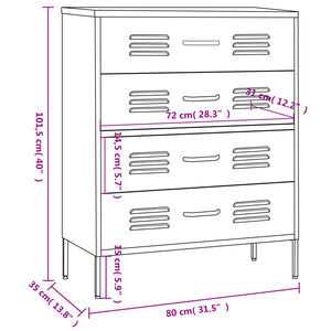 Kommode olivengrønn 80x35x101,5 cm stål