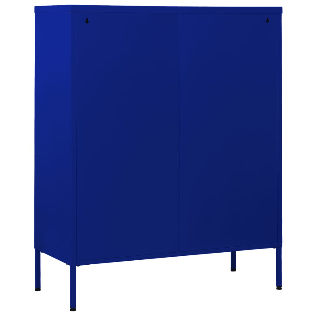 Kommode marineblå 80x35x101,5 cm stål