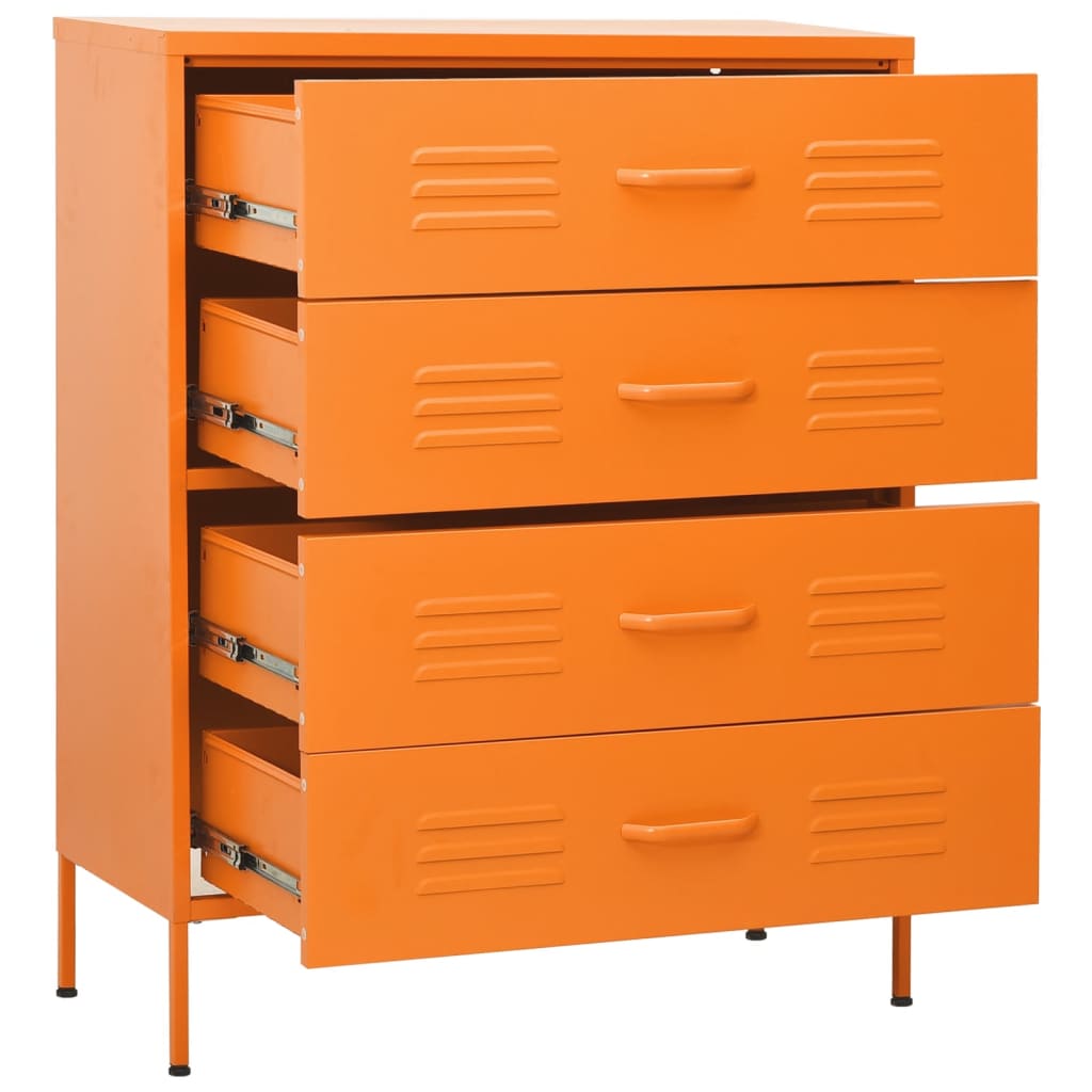 Kommode oransje 80x35x101,5 cm stål