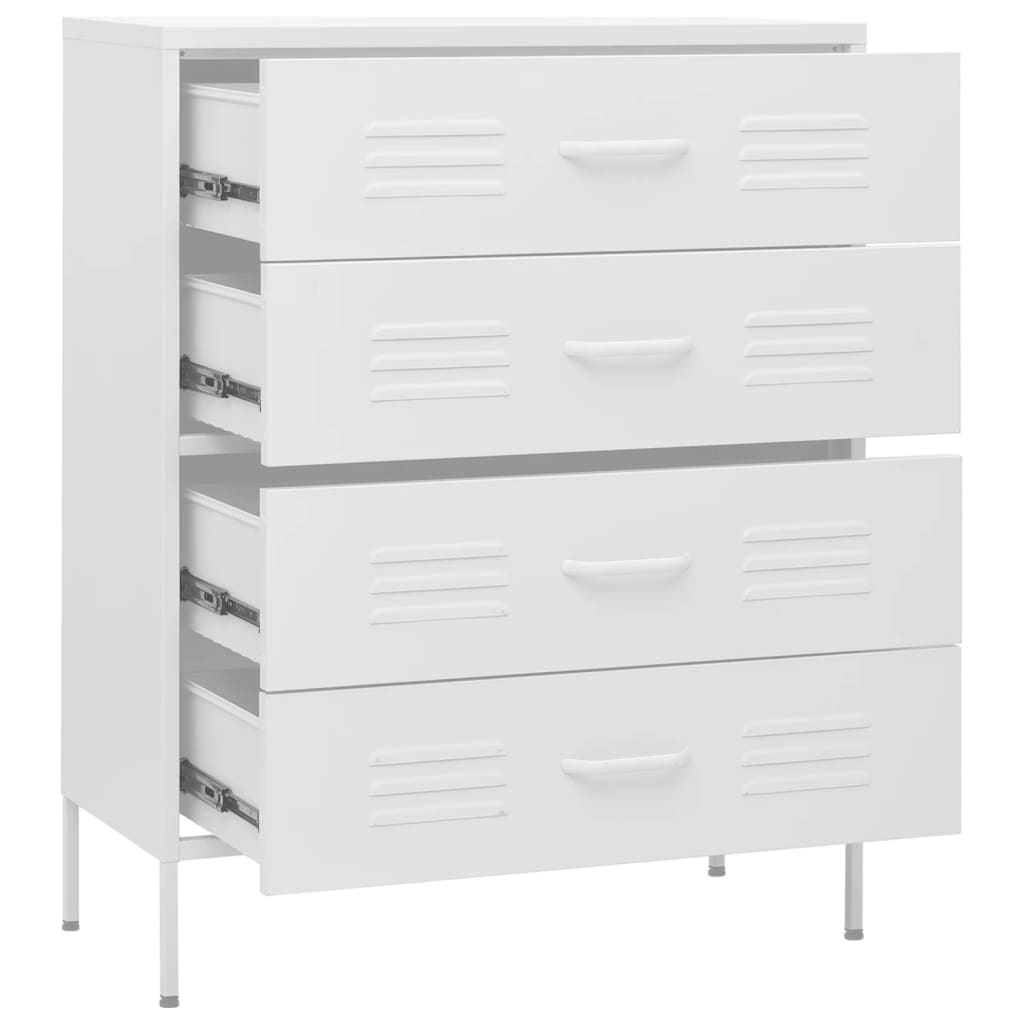 Kommode hvit 80x35x101,5 cm stål