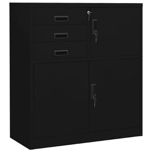 Kontorskap svart 90x40x102 cm stål
