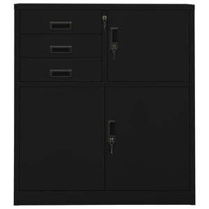 Kontorskap svart 90x40x102 cm stål