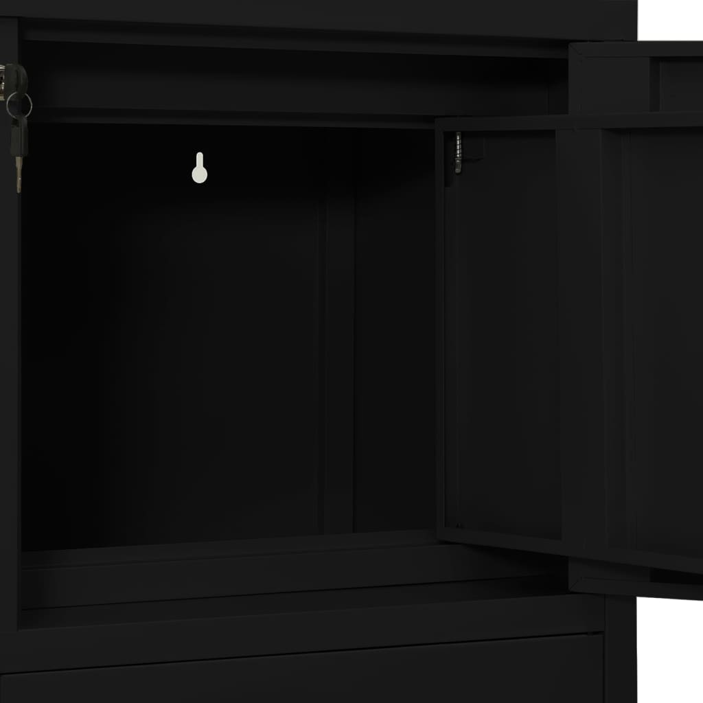Kontorskap svart 90x40x102 cm stål