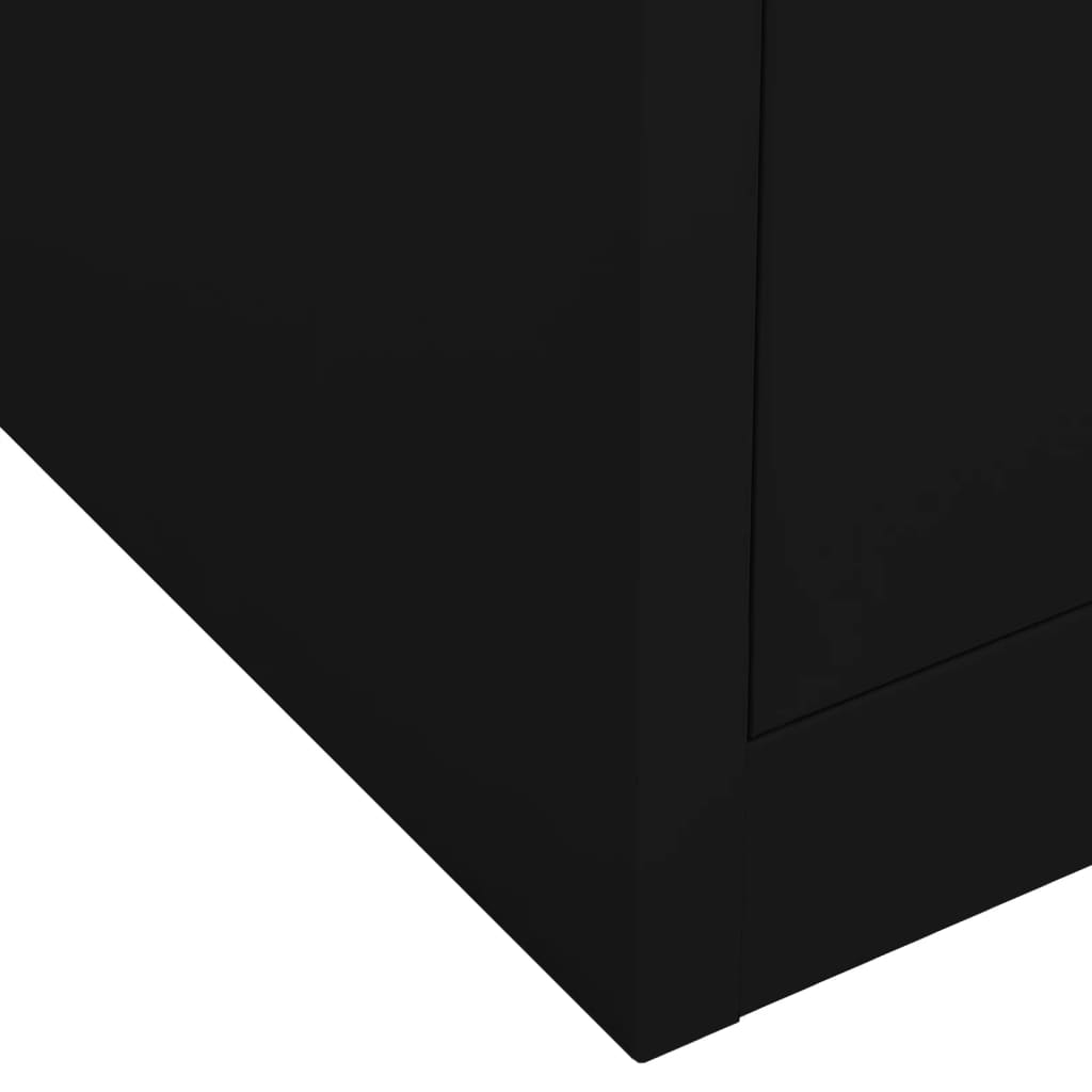 Kontorskap svart 90x40x102 cm stål