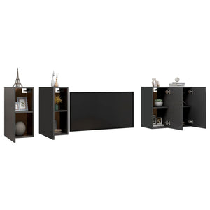 TV-benker 4 stk grå 30,5x30x60 cm konstruert tre