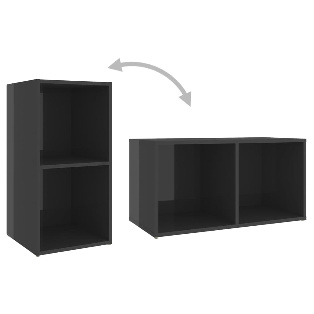 TV-benker 4 stk høyglans grå 72x35x36,5 cm konstruert tre