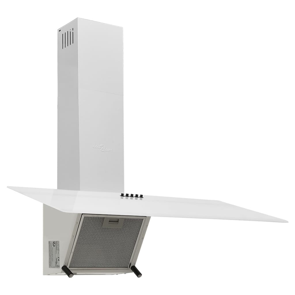 Wall-mounted kitchen hood 90 cm steel and tempered glass white