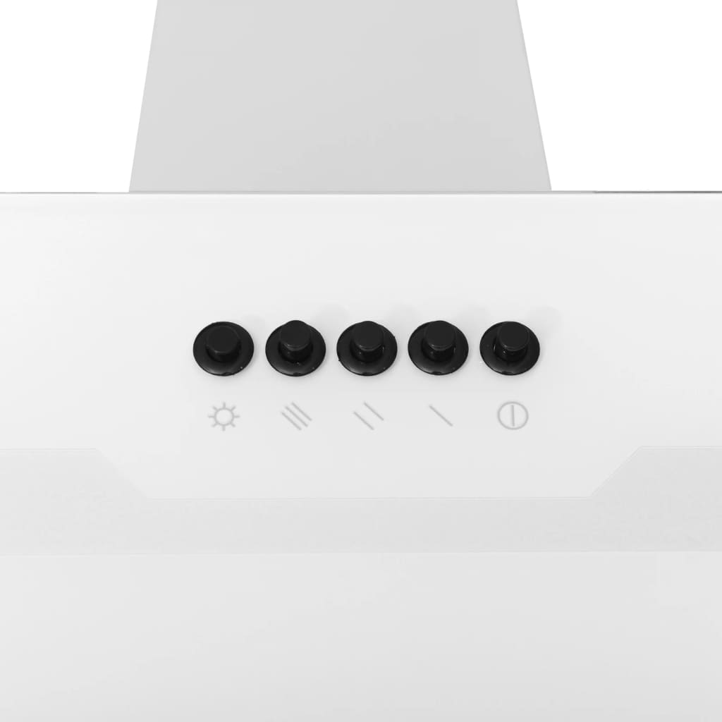 Wall-mounted kitchen hood 90 cm steel and tempered glass white