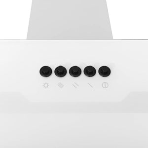 Wall-mounted kitchen hood 90 cm steel and tempered glass white