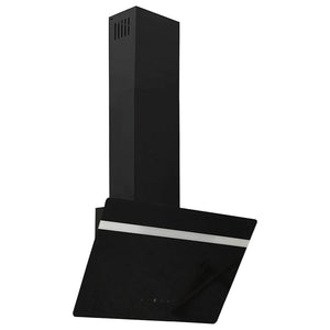Wall-mounted kitchen hood 60 cm steel and tempered glass black