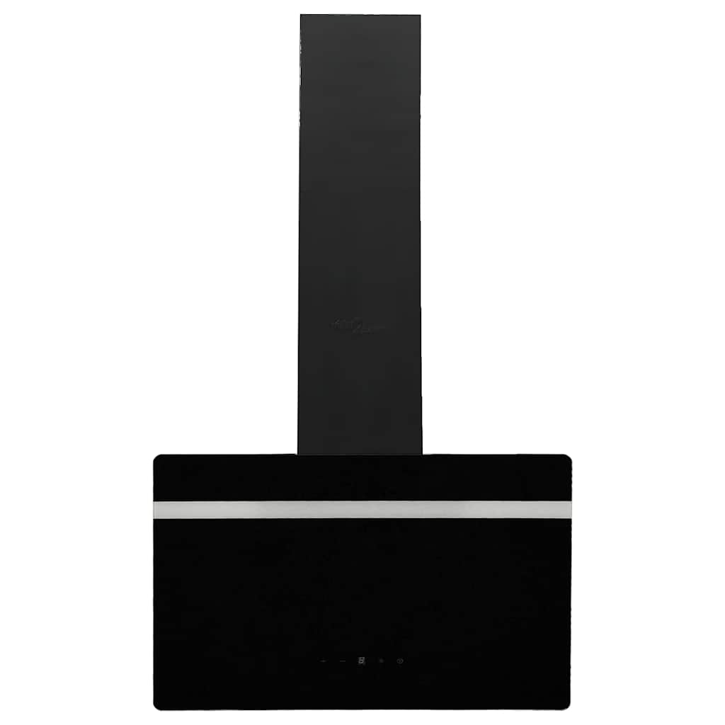 Wall-mounted kitchen hood 60 cm steel and tempered glass black