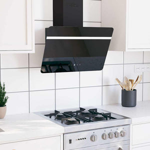Wall-mounted kitchen hood 60 cm steel and tempered glass black