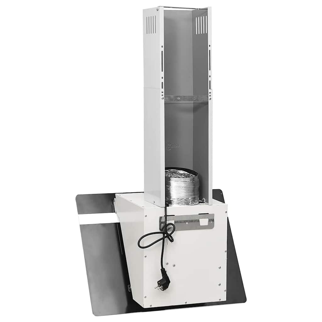 Wall-mounted kitchen hood 60 cm steel and tempered glass white