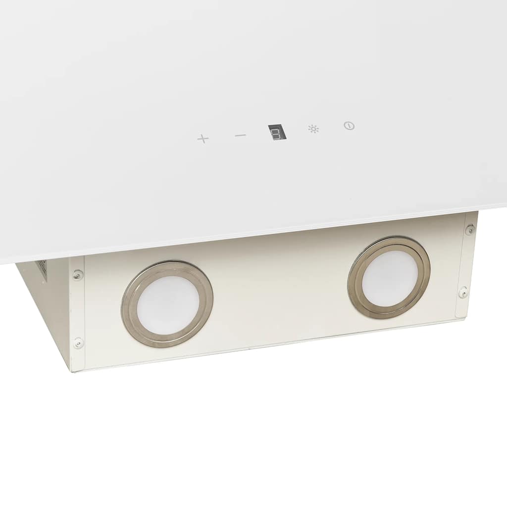Wall-mounted kitchen hood 60 cm steel and tempered glass white
