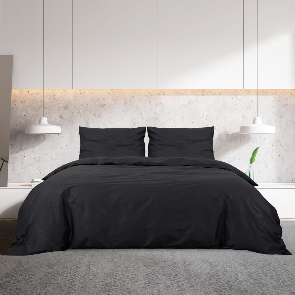 Sengesett svart 240x220 cm bomull