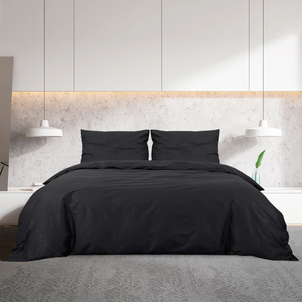 Sengesett svart 200x220 cm bomull
