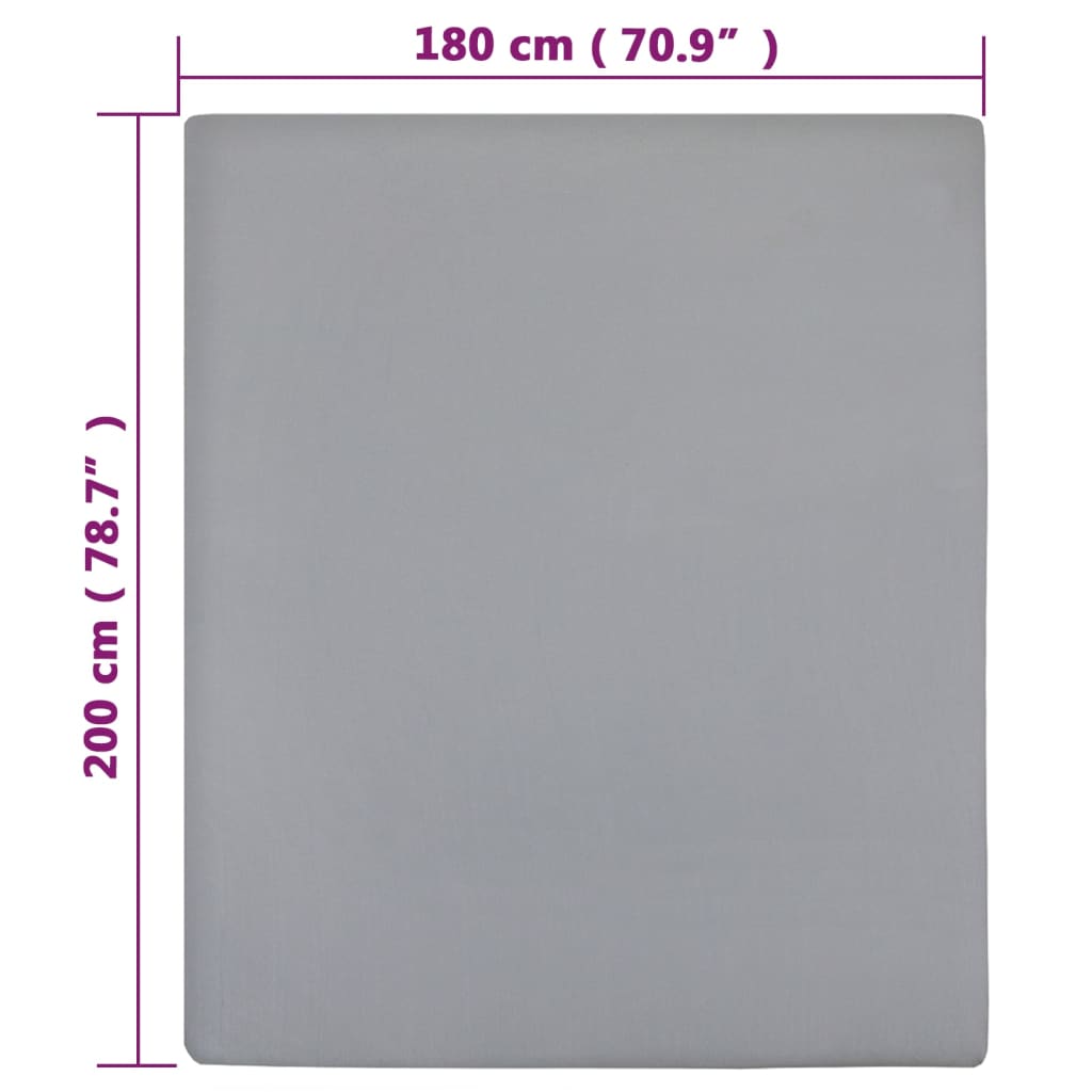 Jersey sheet gray 180x200 cm cotton