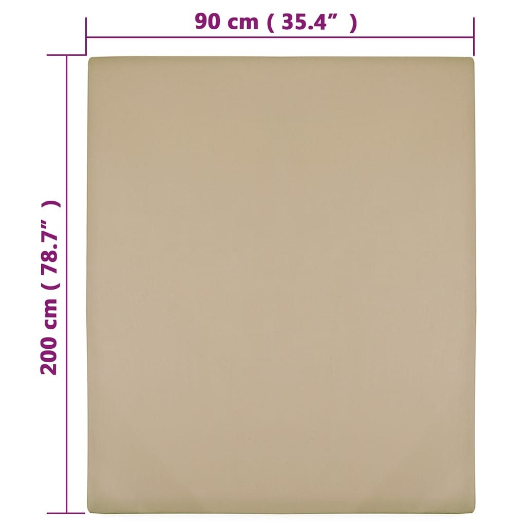 Jerseylaken 2 stk gråbrun 90x200 cm bomull