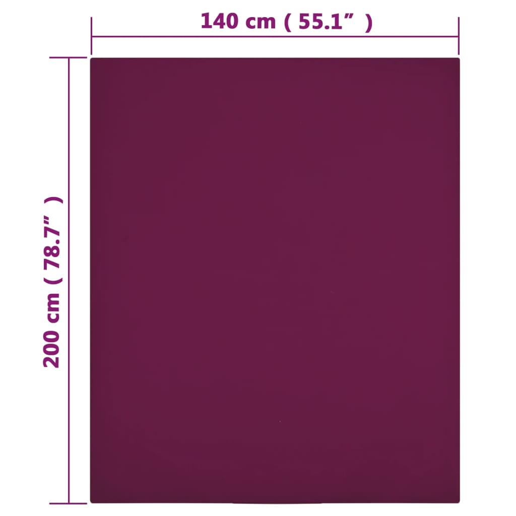 Jersey sheet burgundy 140x200 cm cotton