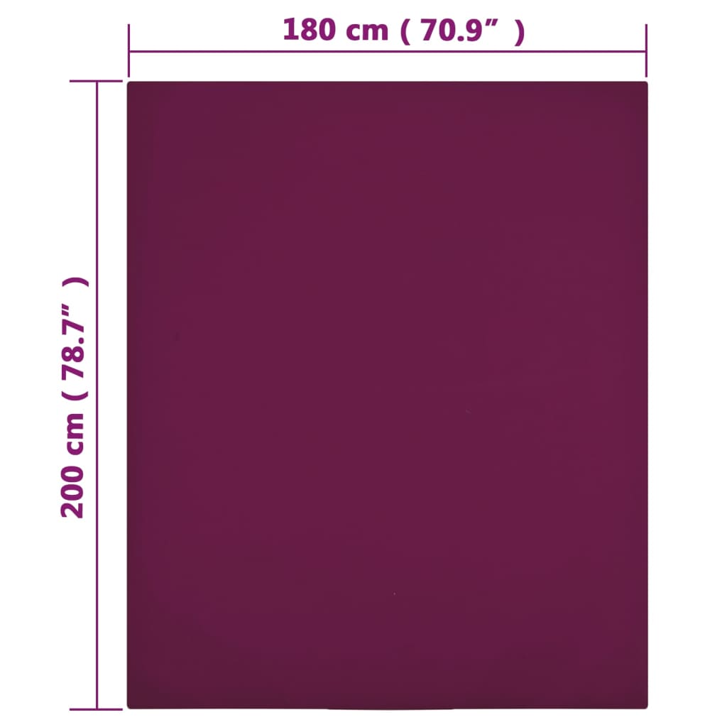 Jersey sheet burgundy 180x200 cm cotton