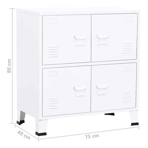 Industriell oppbevaringskiste hvit 75x40x80 cm stål