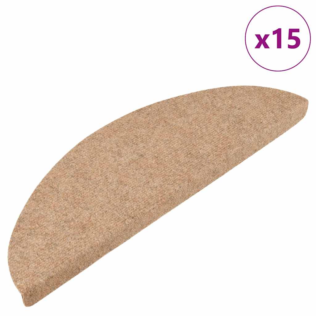 Selvklebende trappematter 15 stk 56x17x3 cm beige