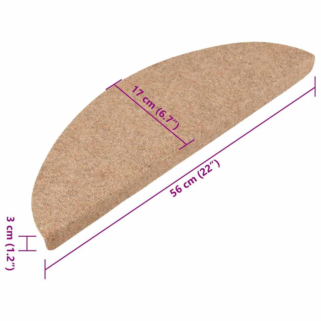 Selvklebende trappematter 15 stk 56x17x3 cm beige