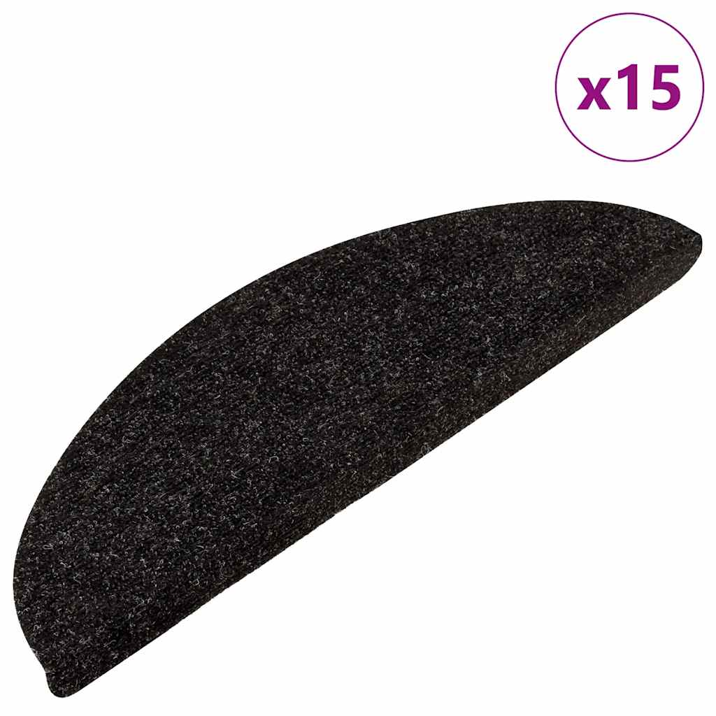 Selvklebende trappematter 15 stk 56x17x3 cm antrasitt