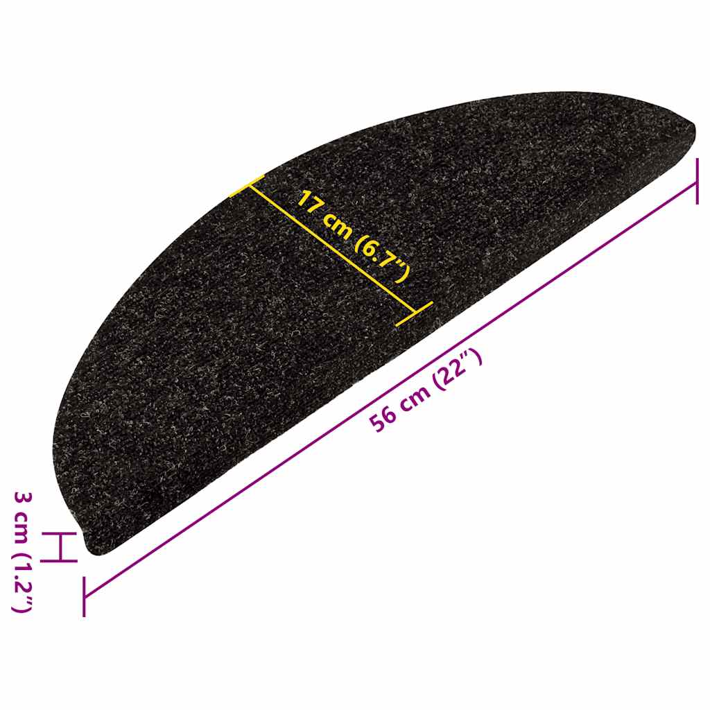 Selvklebende trappematter 15 stk 56x17x3 cm antrasitt