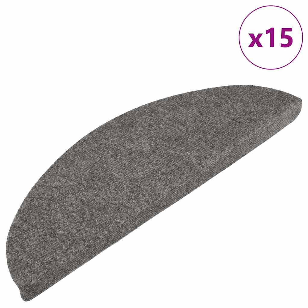Selvklebende trappematter 15 stk 56x17x3 cm grå