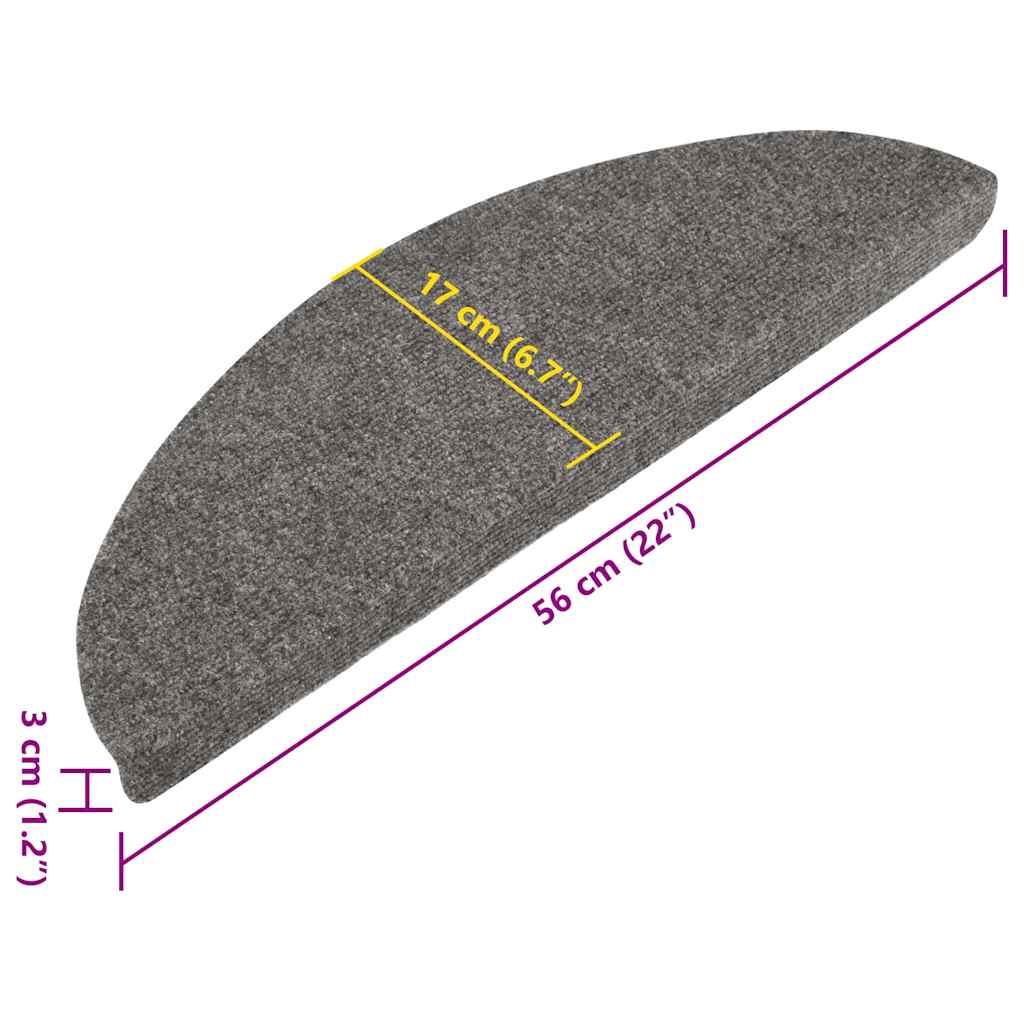 Selvklebende trappematter 15 stk 56x17x3 cm grå