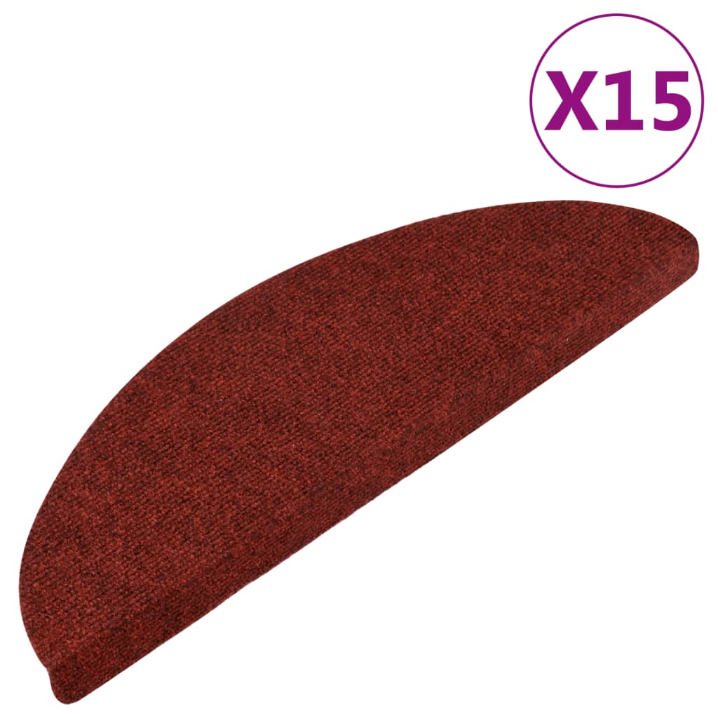 Selvklebende trappematter 15 stk 56x17x3 cm rød