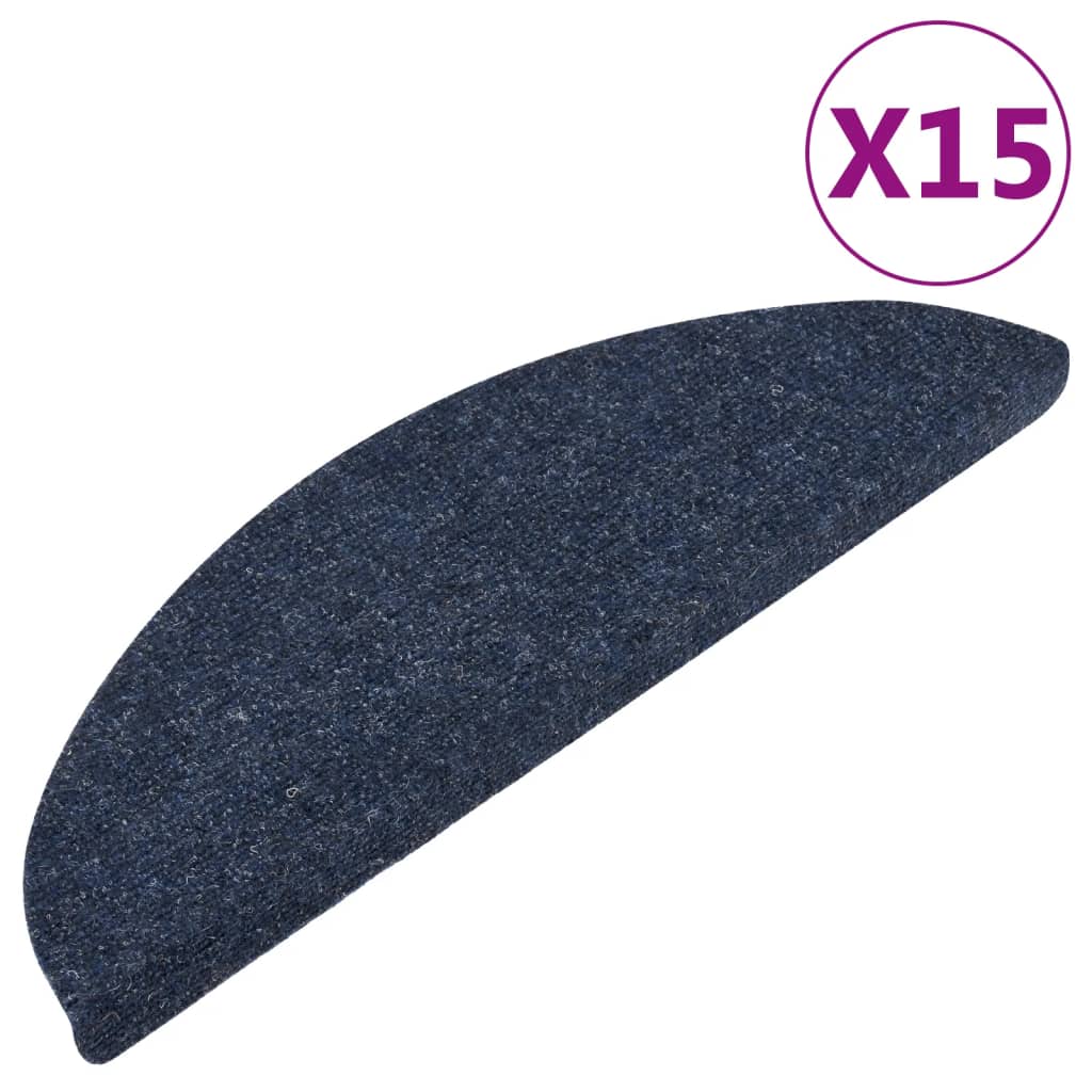 Selvklebende trappematter 15 stk 56x17x3 cm blå