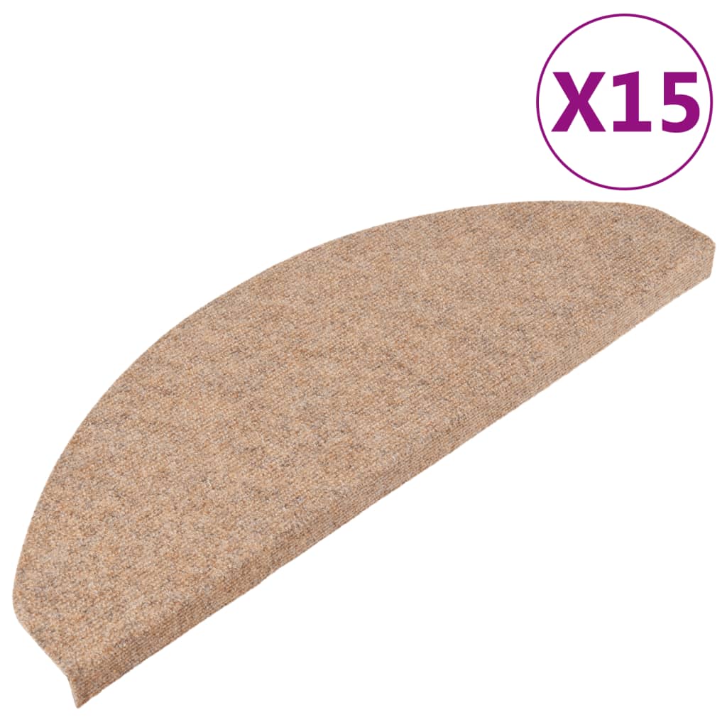 Selvklebende trappematter 15 stk 65x22,5x3,5 cm beige