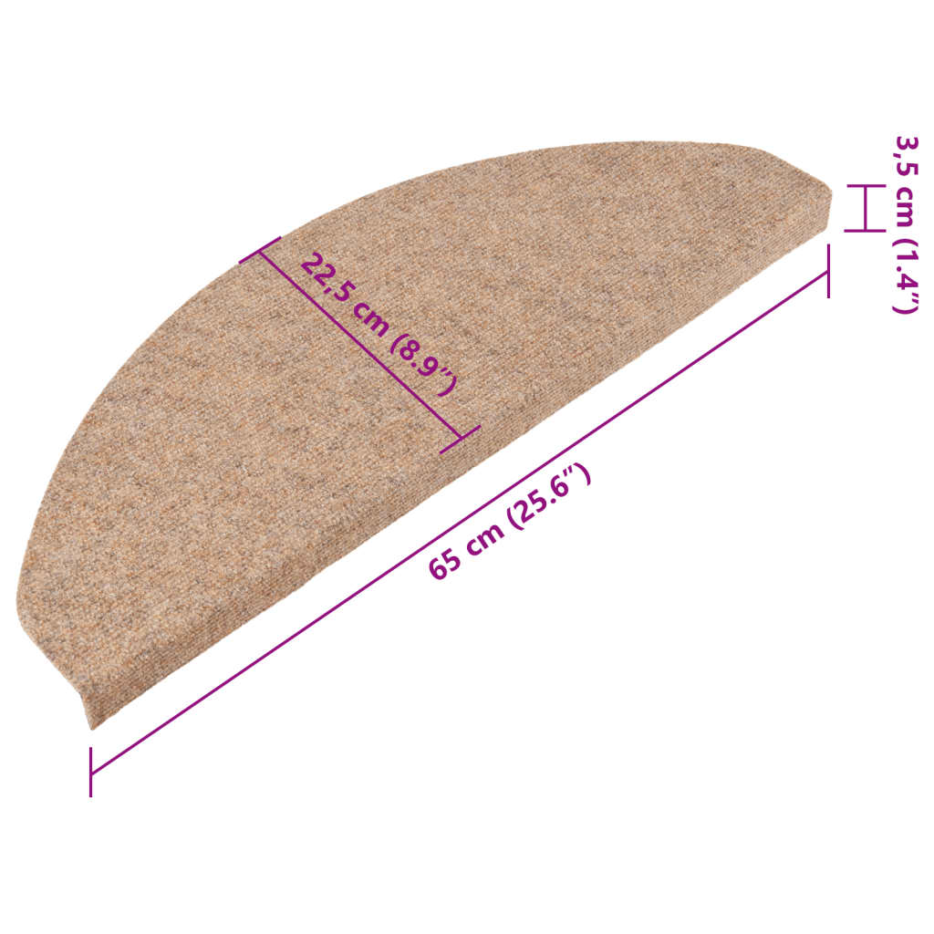 Selvklebende trappematter 15 stk 65x22,5x3,5 cm beige