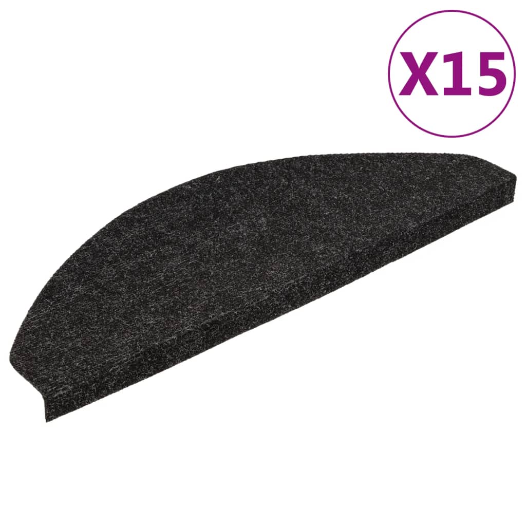 Selvklebende trappematter 15 stk 65x22,5x3,5 cm antrasitt