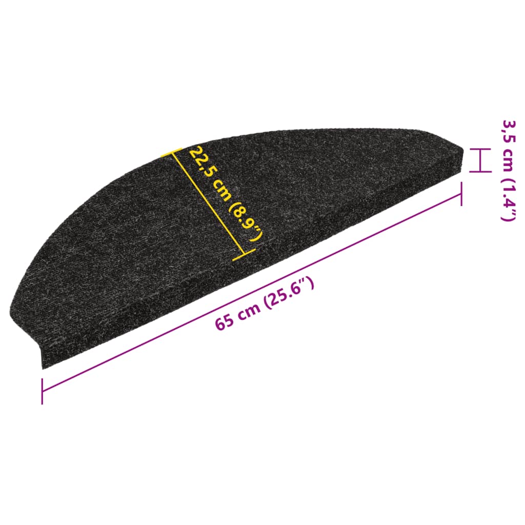 Selvklebende trappematter 15 stk 65x22,5x3,5 cm antrasitt