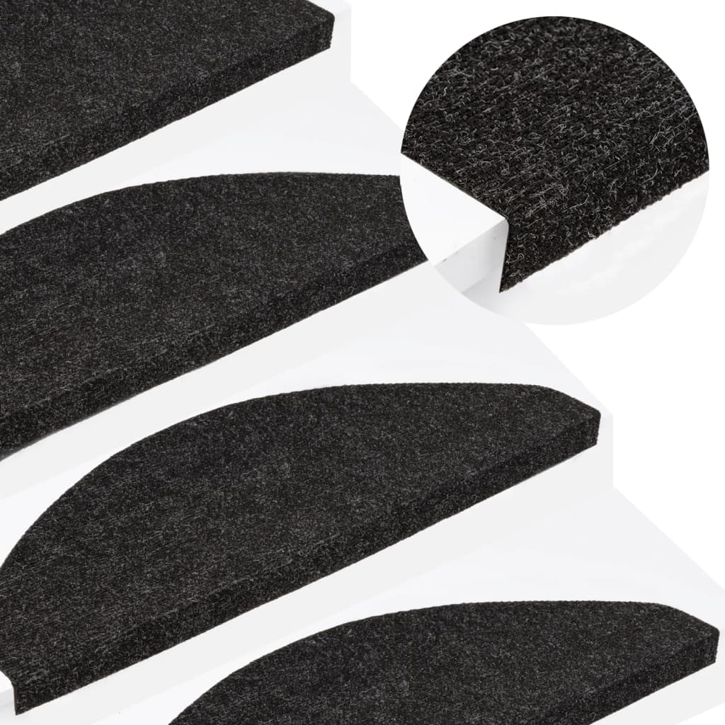 Selvklebende trappematter 15 stk 65x22,5x3,5 cm antrasitt