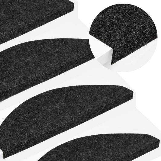 Selvklebende trappematter 15 stk 65x22,5x3,5 cm antrasitt