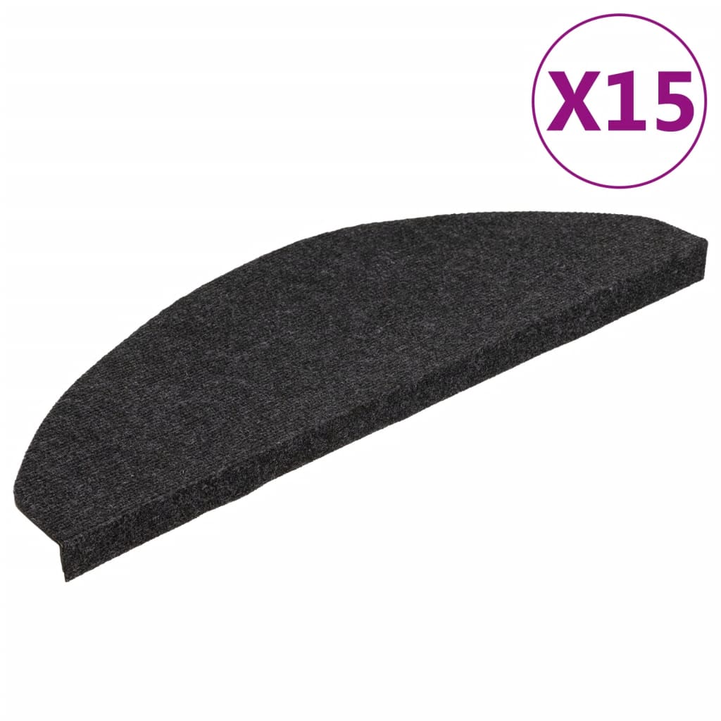 Selvklebende trappematter 15 stk 65x22,5x3,5 cm svart