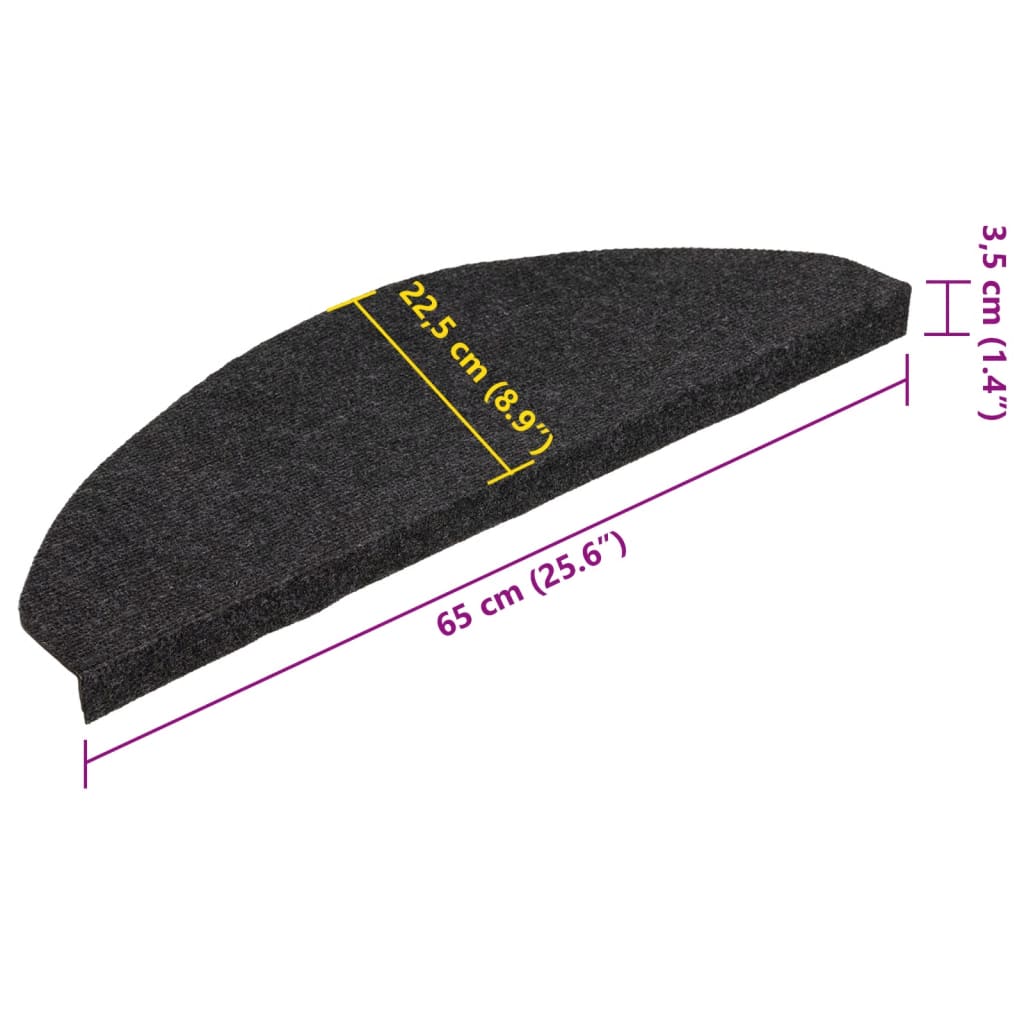 Selvklebende trappematter 15 stk 65x22,5x3,5 cm svart