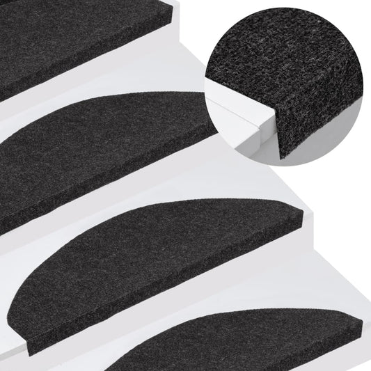 Selvklebende trappematter 15 stk 65x22,5x3,5 cm svart