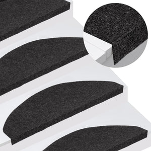 Selvklebende trappematter 15 stk 65x22,5x3,5 cm svart