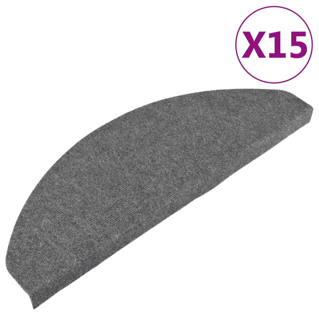 Selvklebende trappematter 15 stk 65x22,5x3,5 cm grå