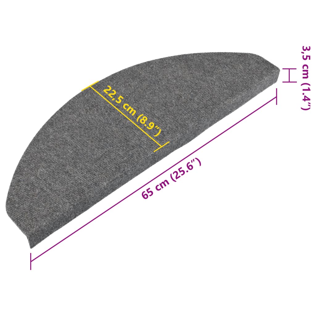 Selvklebende trappematter 15 stk 65x22,5x3,5 cm grå