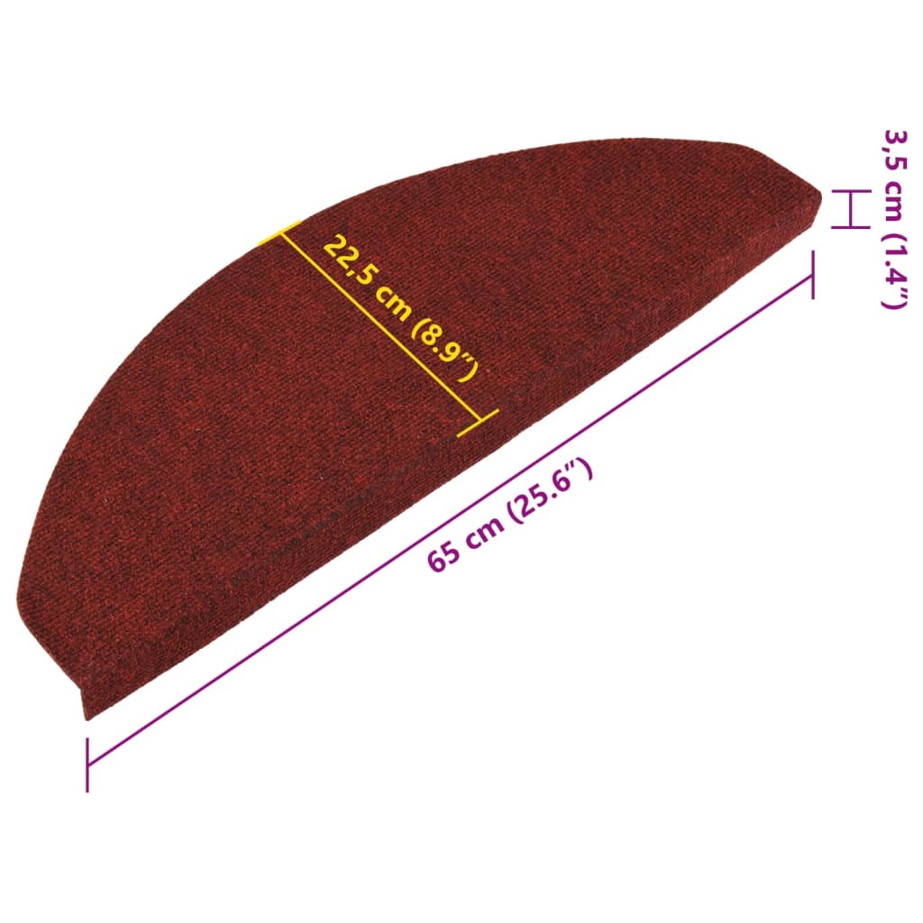 Selvklebende trappematter 15 stk 65x22,5x3,5 cm rød